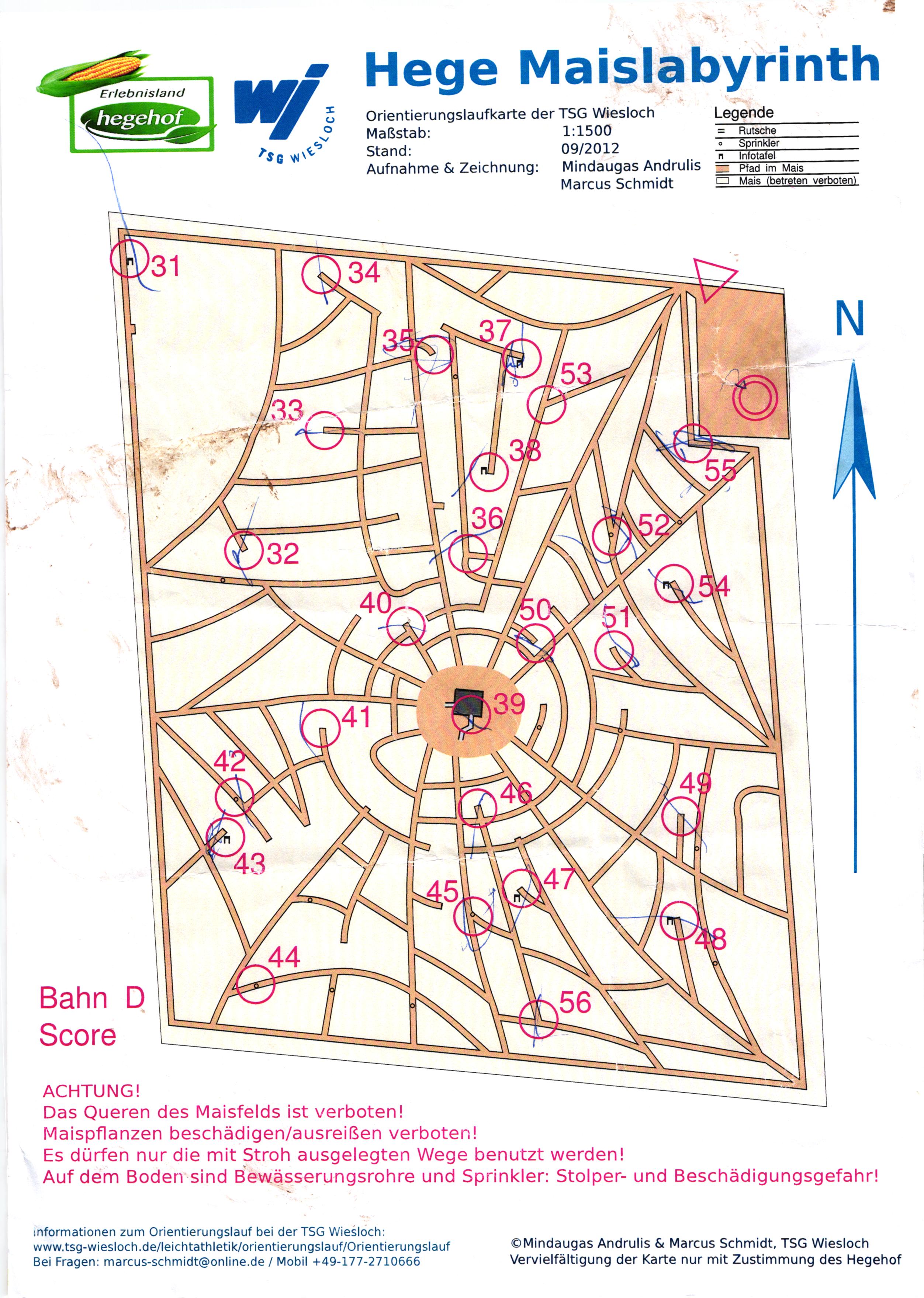 Maislabyrinth-OL, Score (19/09/2012)